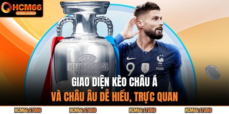Giao diện kèo châu Á và châu Âu dễ hiểu, trực quan